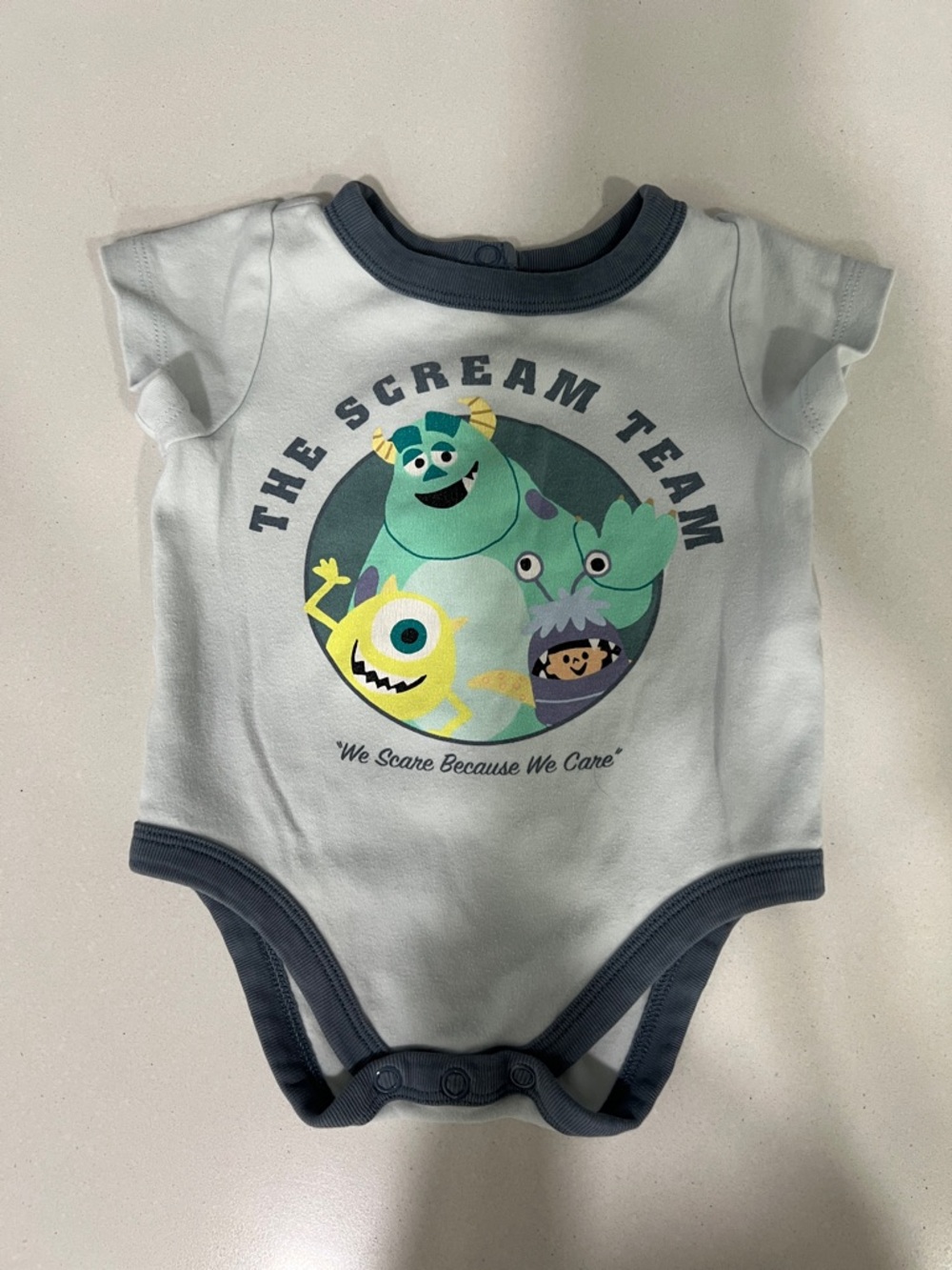 Disney Light Blue 'The Scream Team' Monster Graphic Baby One-Piece